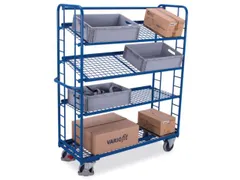 Variofit Etagewagen 400kg draagvermogen 4 etages 165x65cm Blauw