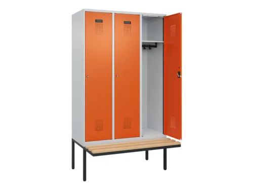 locker met bank,HxBxD 2120x1200x815mm,3vak,vak B 400mm,cilinderslot