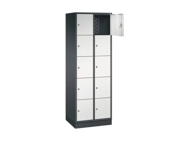 lockerkast,RAL 7021/RAL 7035,HxBxD 1950x620x500mm,2x5vakken,cil.-slot
