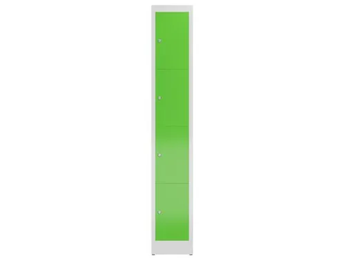 Lockerkast 1800x310x500mm 1x4 vakken cilinderslot, sokkel, RAL6018