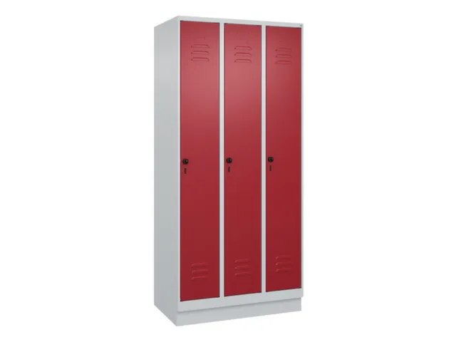 locker,HxBxD 1950x900x500mm,3vak,vak B 300mm,draaigrendel,sokkel