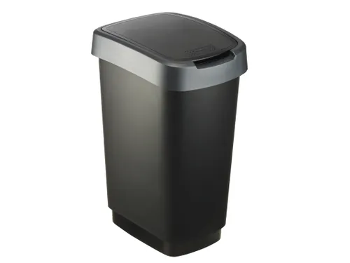 Afvalbak Twist 25 liter Zwart Zilver