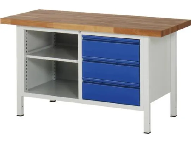 werkbank,RAL 7035/RAL 5010,HxBxD 840-1040x1500x700mm,beukblad