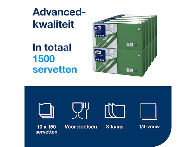 Tork 477413 Soft Lunchservet Advanced Donkergroen 33x33cm