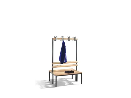 Omkleedbank L 1000Mm Houten Zitlatten Dubbelzijdige Hakenlijst Ral7021
