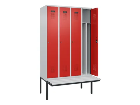 locker met bank,voor scheiding van kleding,HxBxD 2120x1200x815mm,4vak