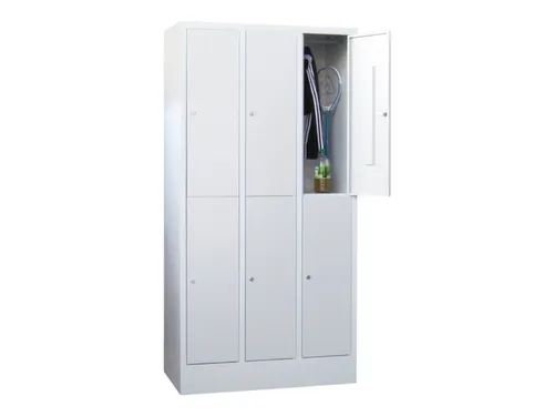 lockerkast,HxBxD 1850x900x500mm,3x2vakken,RAL7035,front RAL7035