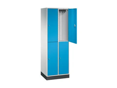 Dubbeldekse garderobekast,RAL 7035/RAL 5012,HxBxD 1950x620x500mm