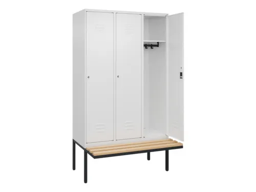 locker met bank,HxBxD 2120x1200x815mm,3vak,vak B 400mm,cil.-slot