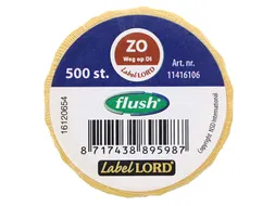 Voedseletiketten 59x23x59mm Flushlabel ZO weg op DI
