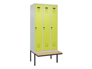 locker met bank,voor scheiding van kleding,HxBxD 2120x900x815mm,3vak - 2