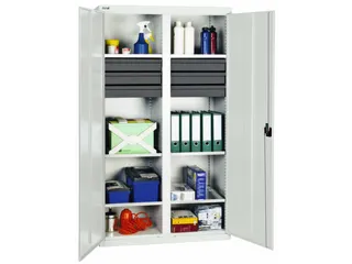 Materiaalkast 1800x1000x500mm 6legborden Uitschuifbaar 6laden Ral7035 - 1
