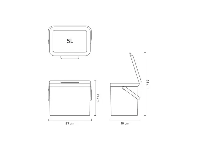 Bonton Mini afvalemmer GFT 5 liter zwart