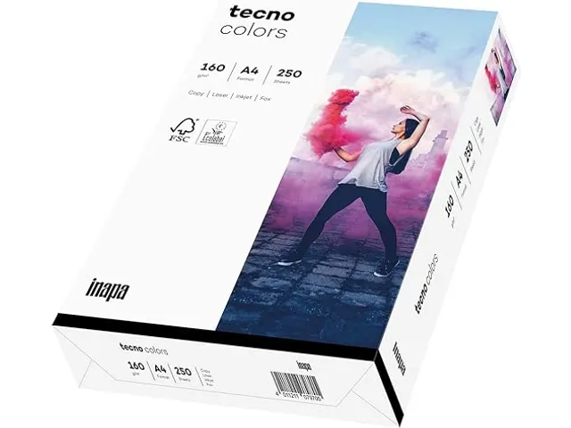 Inapa Tecno colors Gekleurd papier A4 Wit 160 gram 250 vel