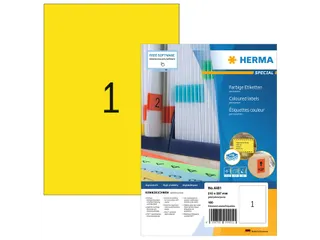 HERMA 4401 Gekleurde etiketten A4 210x297mm Geel 100 stuks - 1