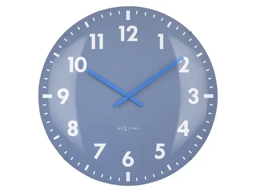 Wandklok Nextime dia 50cm bolvormig glas blauw kunststof Duomo