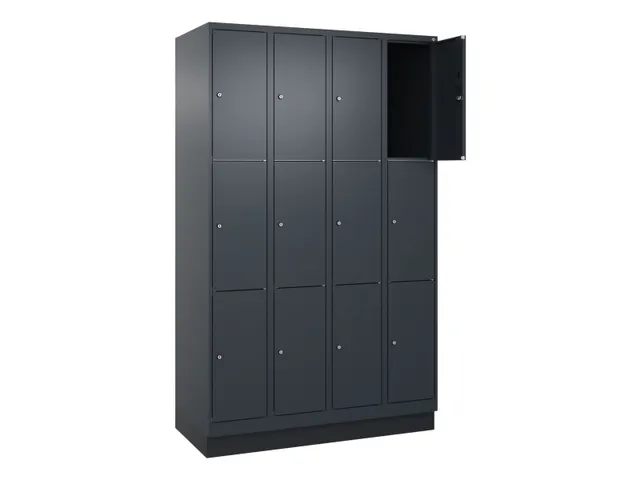 lockerkast,HxBxD 1950x1200x500mm,4x3vakken,vak B 300mm,cil.-slot