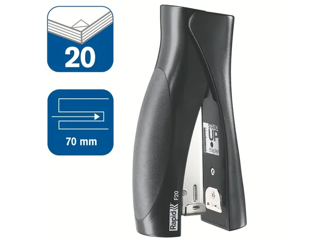 Nietmachine Rapid F20 StandUp Halfstrip 20vel 24/6 zwart