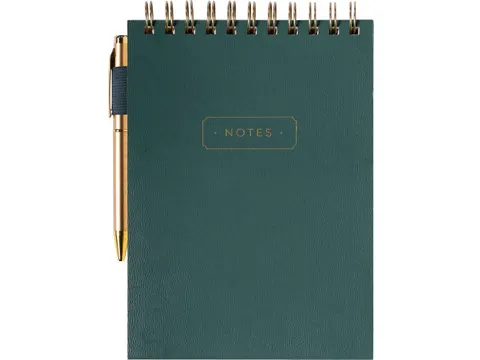 Notitieblok Èccolo spiraal met pen Emerald lijn ca.15x22cm 80gr. 120p