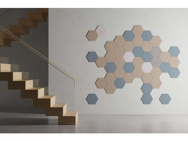 Akoestische PET-vilt Hexagon tegels lichtgrijs 30x26cm 22 stuks
