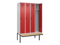 locker met bank,voor scheiding van kleding,HxBxD 2120x1200x815mm,4vak