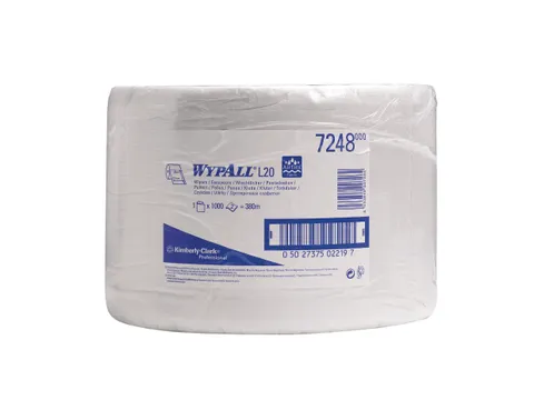 Wypall L20 poetsdoek 7248 rol 2-laags wit 380m 38x23,5 cm 1000 doeken