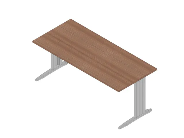 bureau,HxBxD 730x1800x800mm,blad canaletto-hout,C-voet aluminium