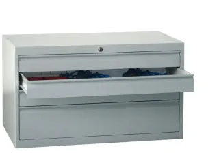 ladekast HxBxD 600x1023x600mm 4laden slot RAL7035 front RAL5010 - 1