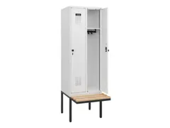 locker met bank,HxBxD 1950x600x815mm,2vak,vak B 300mm,draaigrendel