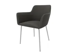 Bezoekersstoel 4Voeten Ronde Buis Verchroomd Antraciet