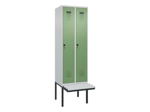 locker met bank,voor scheiding van kleding,HxBxD 2120x600x815mm,2vak