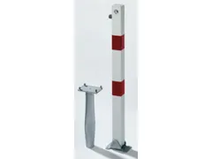 Afzetpaal Vierkant 70x70mm Omlegbaar Cilinderslot Wit/Rood