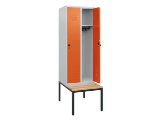 locker met bank,HxBxD 1950x600x815mm,2vak,vak B 300mm,draaigrendel - 2