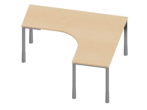 In hoogte verstelbaar bureau in vrije vorm,NE-esdoorn