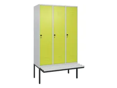 locker met bank,HxBxD 2120x1200x815mm,3vak,vak B 400mm,draaigrendel