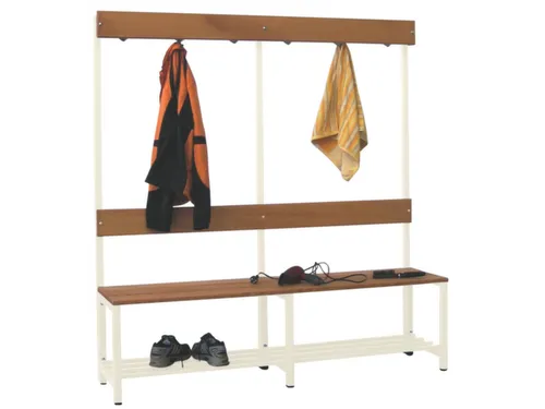 Omkleedbank LxB 1500x400mm Houten Latten Schoenenrek Haken RAL9010