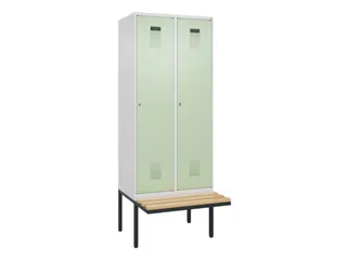 locker met bank,voor scheiding van kleding,HxBxD 2120x800x815mm,2vak - 2
