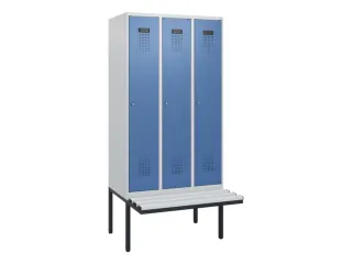 locker met bank,HxBxD 1950x900x815mm,3vak,vak B 300mm,cilinderslot - 2