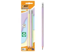 Potlood Bic HB met gom pastel assorti blister 5st
