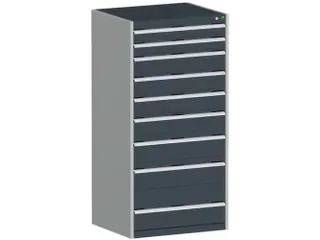 ladekast HxBxD 1600x800x750mm 9laden RAL7035 front RAL7016 - 1