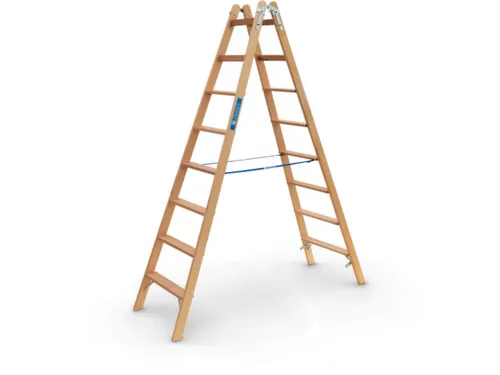 trapladder,beide zijden,2x8sporten,balk L 2,37m,2-dlg.,naaldhout