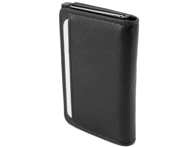 Pasjeshouder Clicksafe RFID nappaleer ZW/ZW 6 pasjes met opbergvak voo