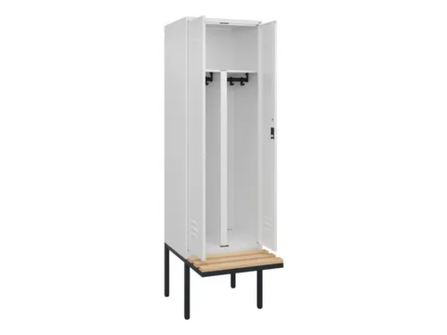 PBM-locker met bank,HxBxD 2120x600x815mm,2vak,vak B 300mm,cil.-slot