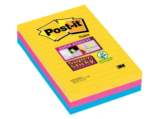 Memoblok 3M Post-it 4690 Super Sticky 101x152mm lijn Rio Assorti - 1