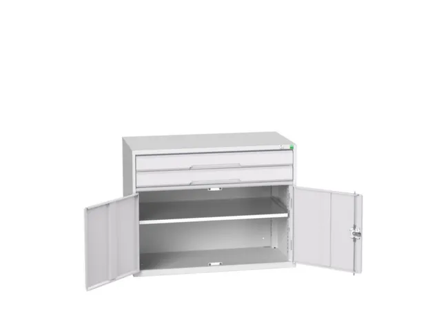 ladekast HxBxD 800x1050x550mm 2laden 2deuren RAL7035 front RAL7035