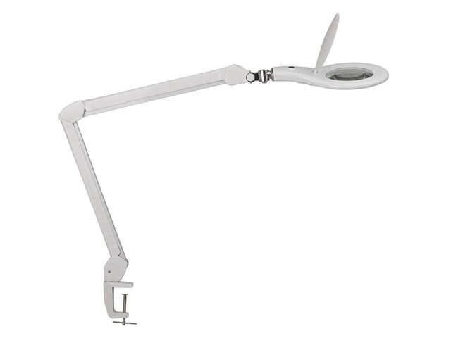 Loeplamp LED MAULmakro Wit met tafelklem | BureaulampenWinkel.be