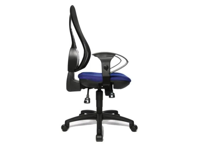Siège De Bureau Pivotant Assise Bleue Dossier Mailles Noir