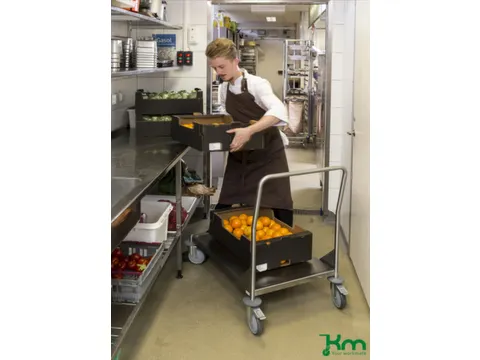 RVS duwbeugelwagen,draagverm. 200kg,laadvl. LxB 800x550mm,RVSplaat