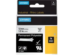 Labeltape Dymo Rhino 18483 Polyester 12mmx5.5m Zwart Op Wt