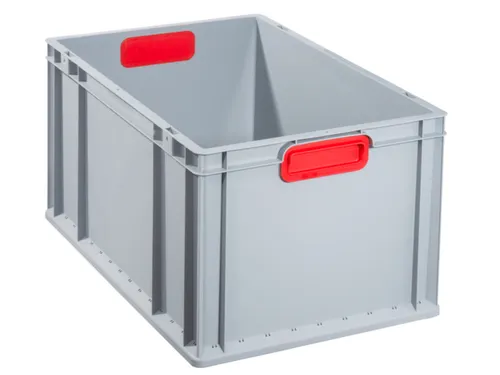Euronorm-Stapelbak 600x400mm 320mm H Pp Wand/Bodem Gesloten Grijs/Rood